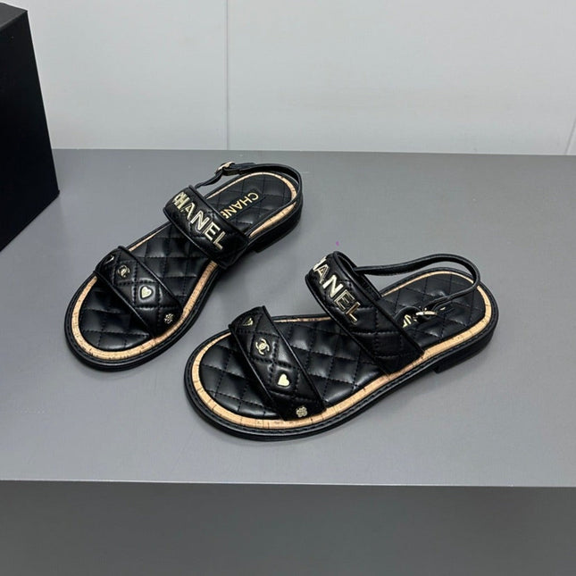 Dad sandals black calf leather