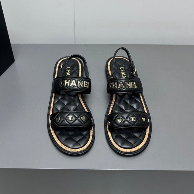 Dad sandals black calf leather