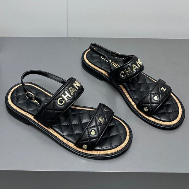 Dad sandals black calf leather