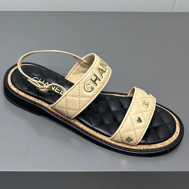 Dad sandals cream yellow calf leather