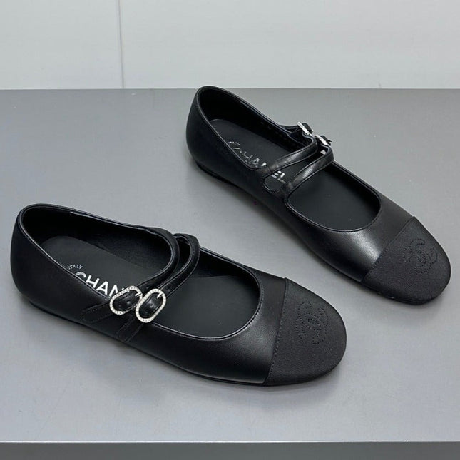 CC pearl Mary Jane flat shoes black