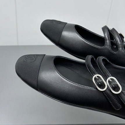CC pearl Mary Jane flat shoes black