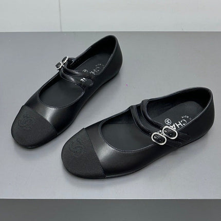 CC pearl Mary Jane flat shoes black