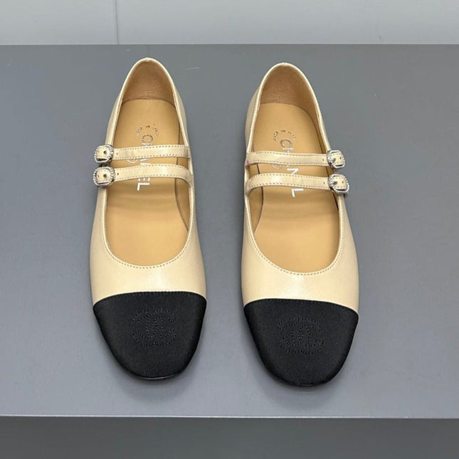 CC pearl Mary Jane flat shoes yellow cream