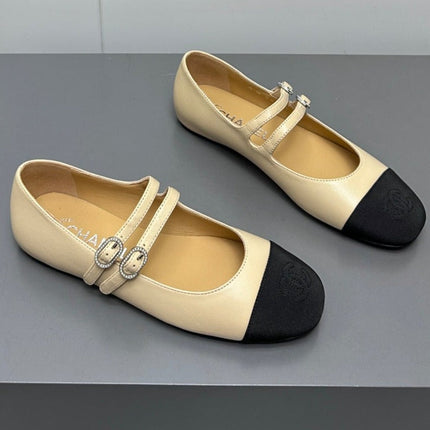 CC pearl Mary Jane flat shoes yellow cream