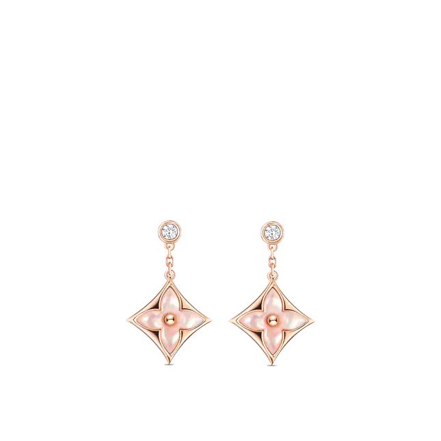 DOUBLE STAR PINK GOLD MOP DROP EARRINGS