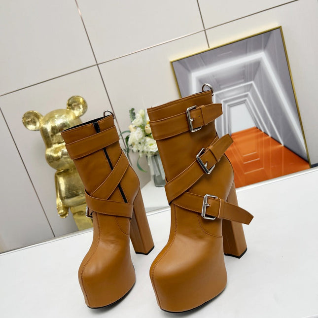 SL ANKLE BUCKLE BOOT PLATFORM SIENNA CALFSKIN