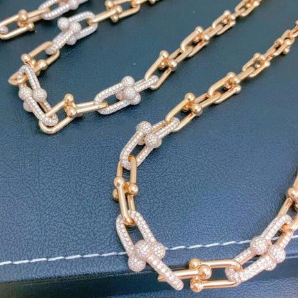 HARDWEAR GRADUATED LINK NECKLACE ROSE GOLD WITH PAVE DIAMONDS