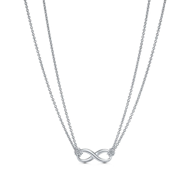 SILVER INFINITY DOUBLE CHAIN NECKLACE
