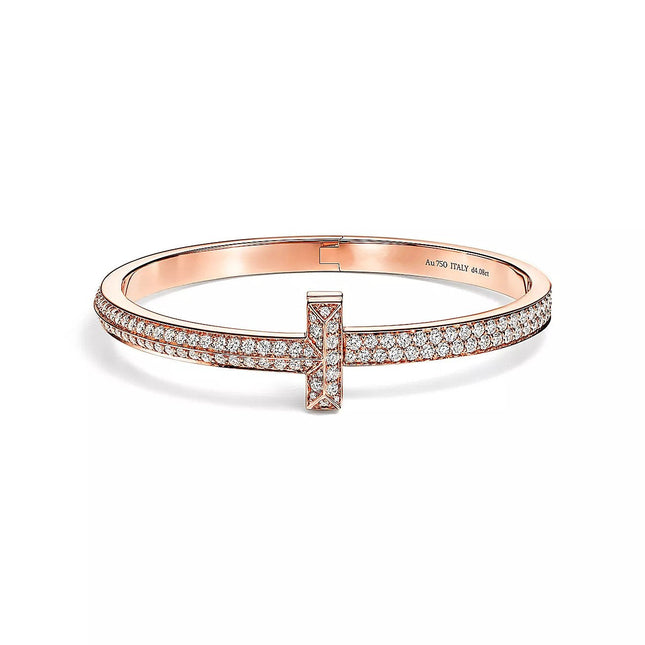 T1 WIDE HINGED BANGLE DIAMOND PAVED BRACELET