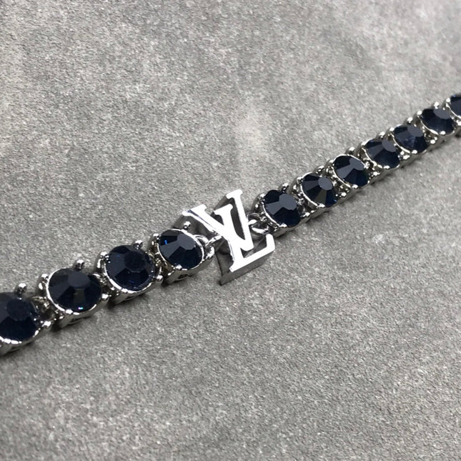 LV MONOGRAM BLACK STONE SILVER BRACELET