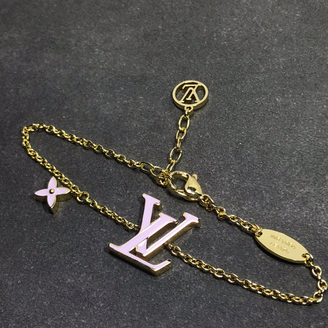 LV MONOGRAM PINK AND BLACK GOLD BRACELET