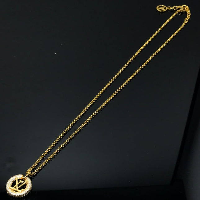 LV BY NIGHT DIAMOND PAVED GOLD NECKLACE