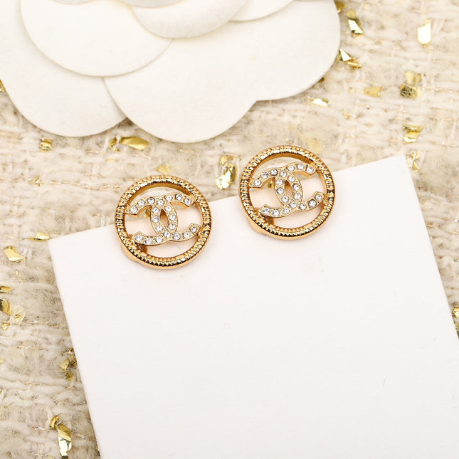 CHANE ROUND DOUBLE C DIAMONDS EARRINGS