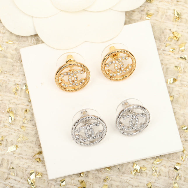 CHANE ROUND DOUBLE C DIAMONDS EARRINGS