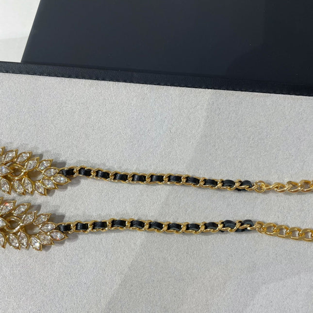 DOUBLE C LARGE FRAGRANT WHEAT EAR GOLD DIAMOND NECKLACE