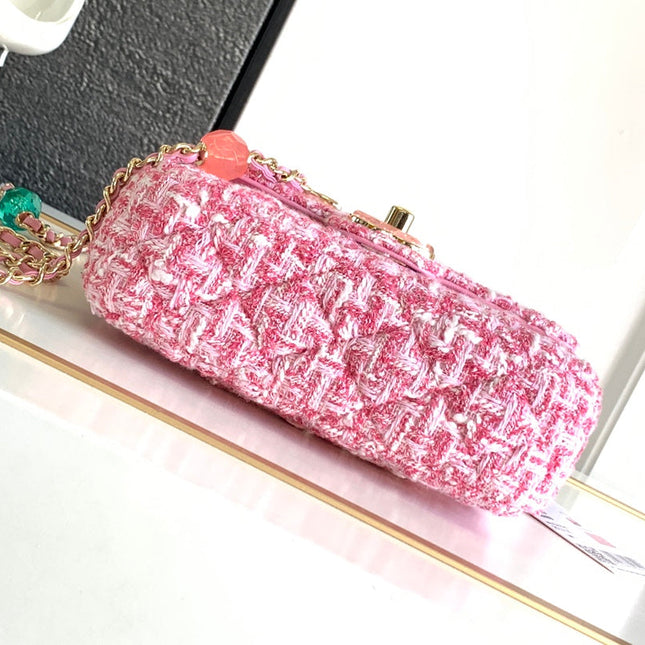 CC Mini 23P Bag 16cm Pink Woolen Plastic Bag
