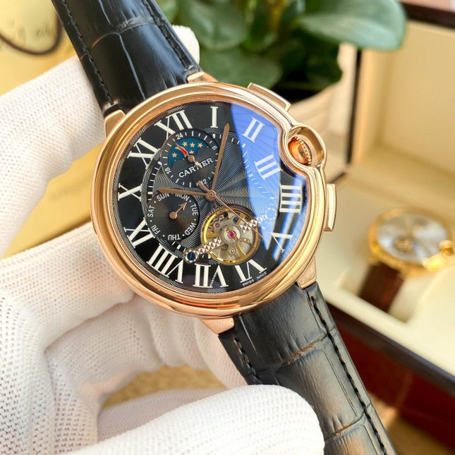 BALLON BLEU MOON DAY TOURBILLON LEATHER STRAP